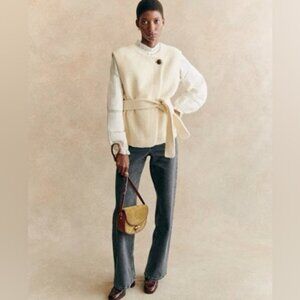 Sezane Sebastine Jacket - Ecru - Size 46 (14) Excellent Used Condition